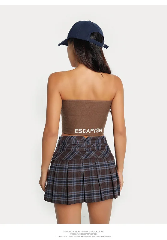 ESCAPISM Bottom Graphic Letter Print Solid Color Tube Top