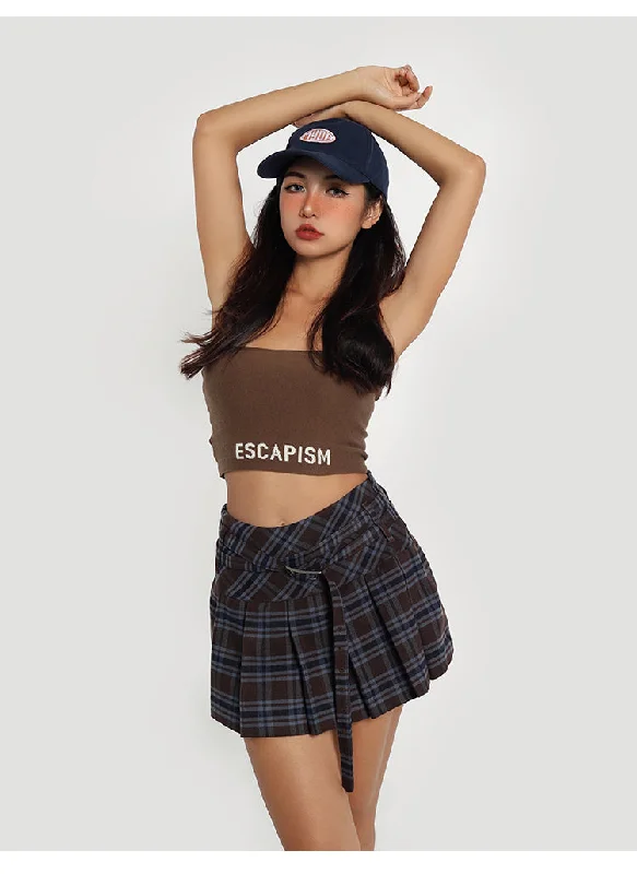 ESCAPISM Bottom Graphic Letter Print Solid Color Tube Top