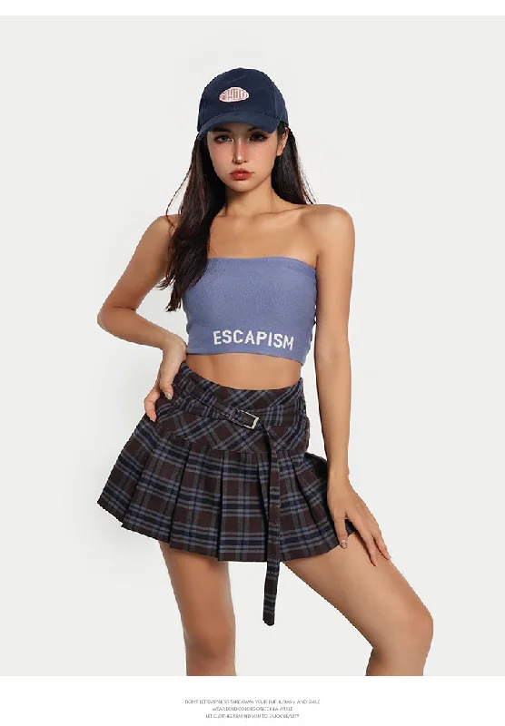 ESCAPISM Bottom Graphic Letter Print Solid Color Tube Top