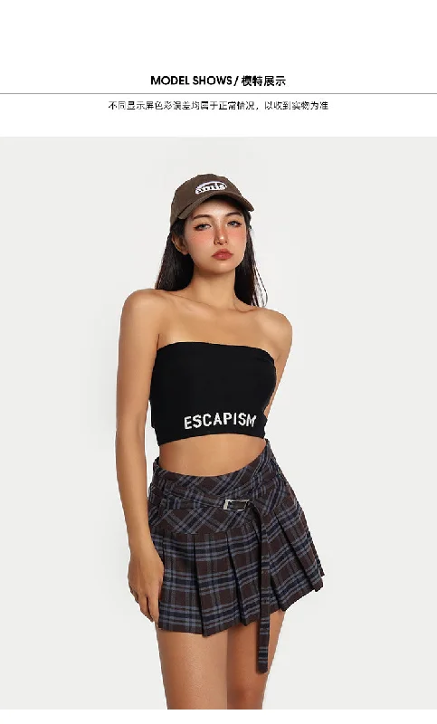 ESCAPISM Bottom Graphic Letter Print Solid Color Tube Top