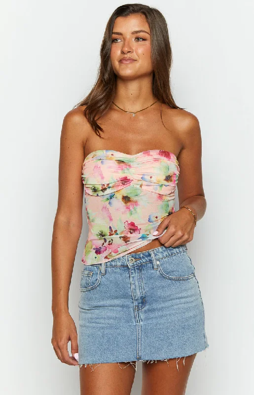 Gill Pink Floral Mesh Top