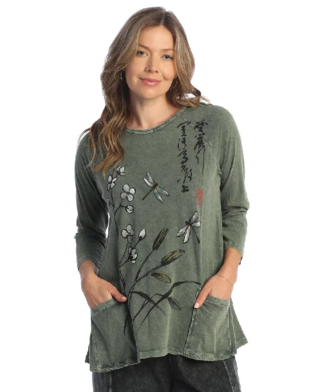 Jess & Jane M12-1876 Women's Olive Curiosity Patch Pocket Tunic