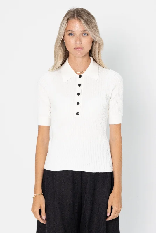 Sera Knit Polo, Off-White