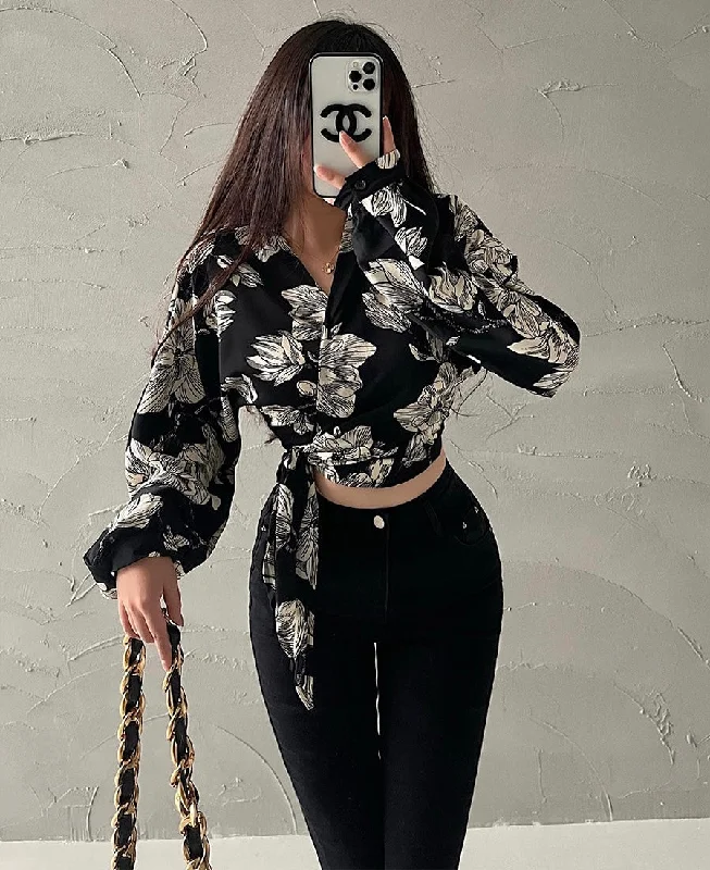 Selene Floral Print Long Sleeve Blouse