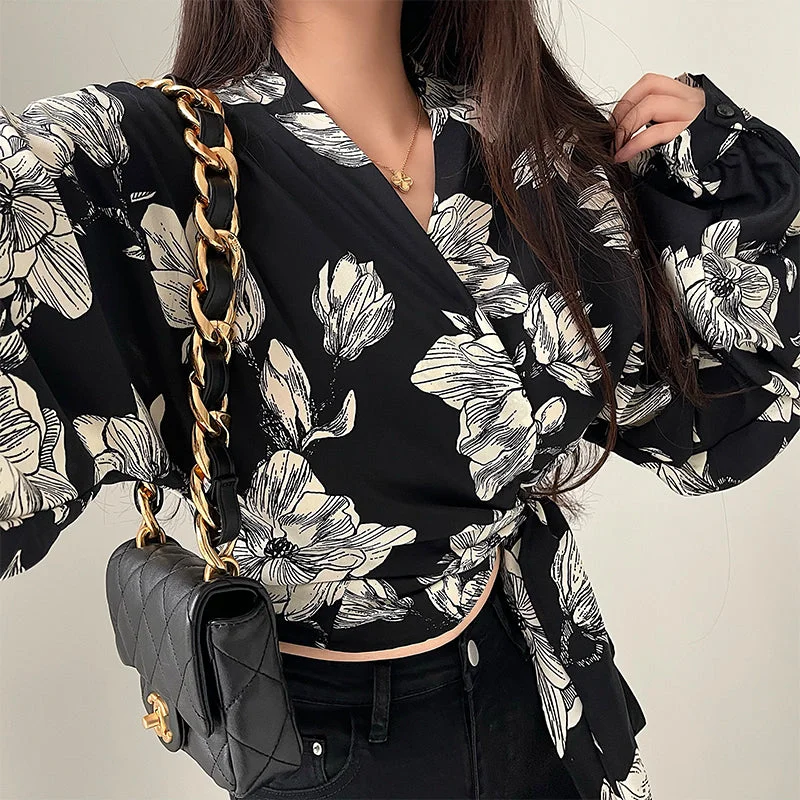 Selene Floral Print Long Sleeve Blouse