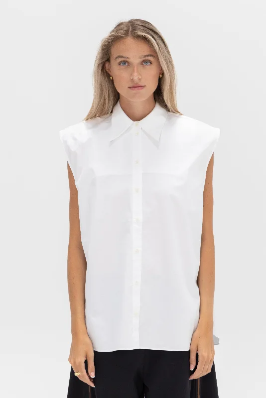 Eco Poplin Sleeveless Shirt, White