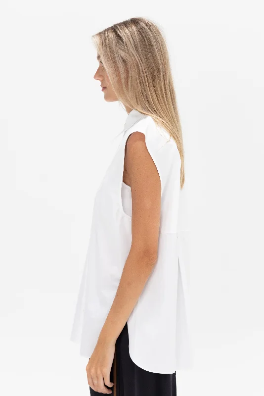 Eco Poplin Sleeveless Shirt, White