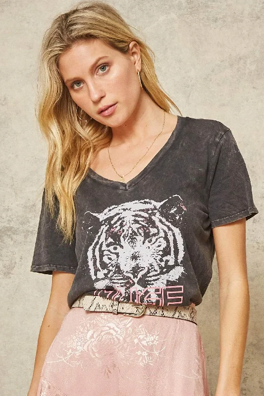 Tiger Muse Stone-Washed Vintage Graphic Tee