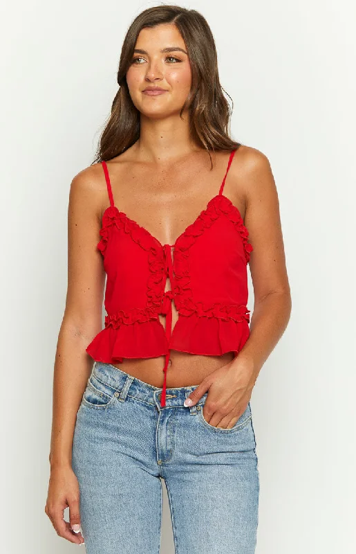 Tora Red Frill Cami