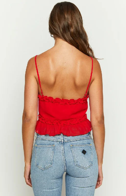 Tora Red Frill Cami