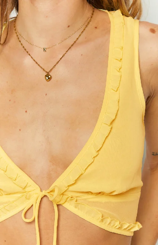 Tusk Yellow Tie Up Crop Top