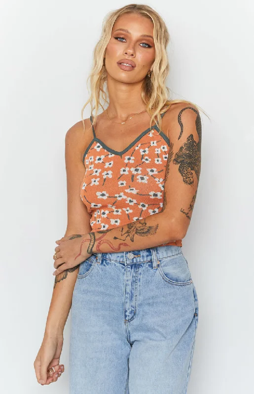 White Blossom Crop Top Orange