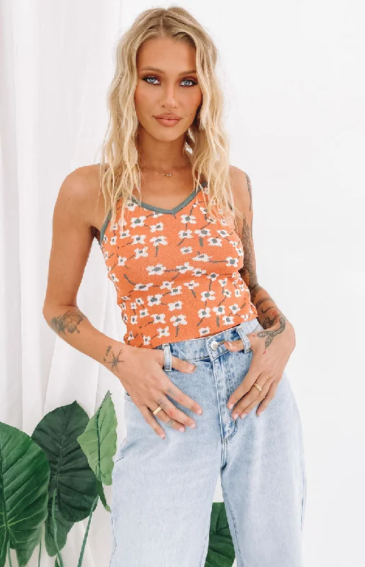 White Blossom Crop Top Orange