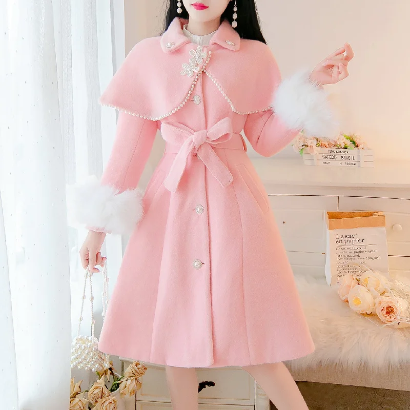 Cute mink wool coat yv31402