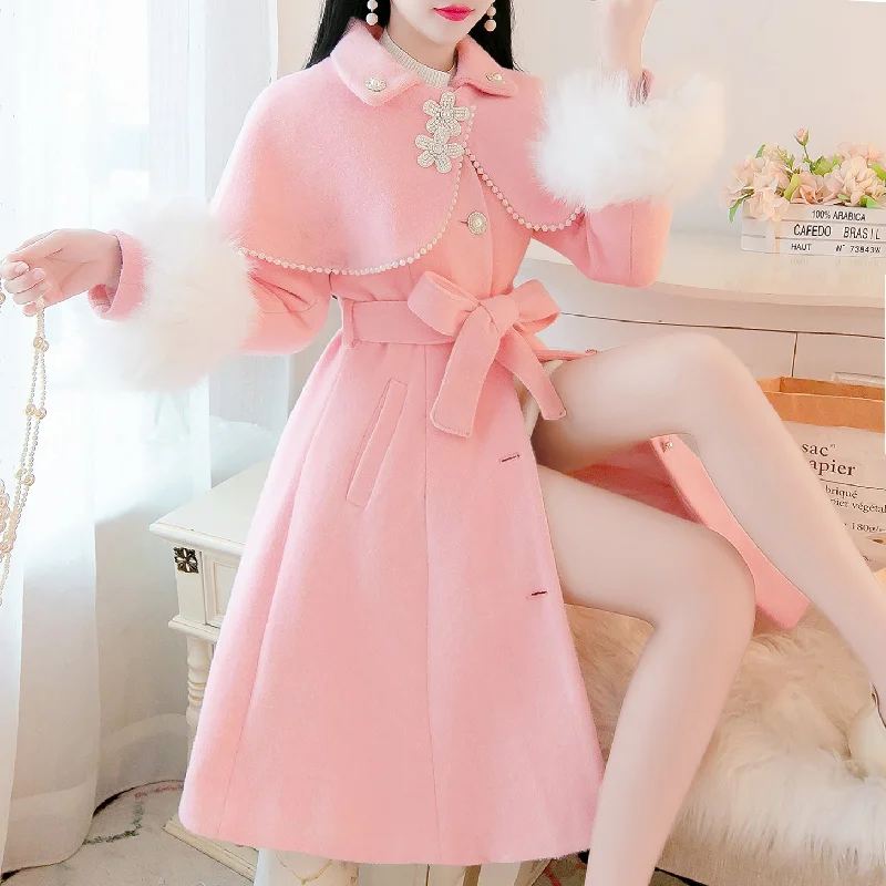 Cute mink wool coat yv31402