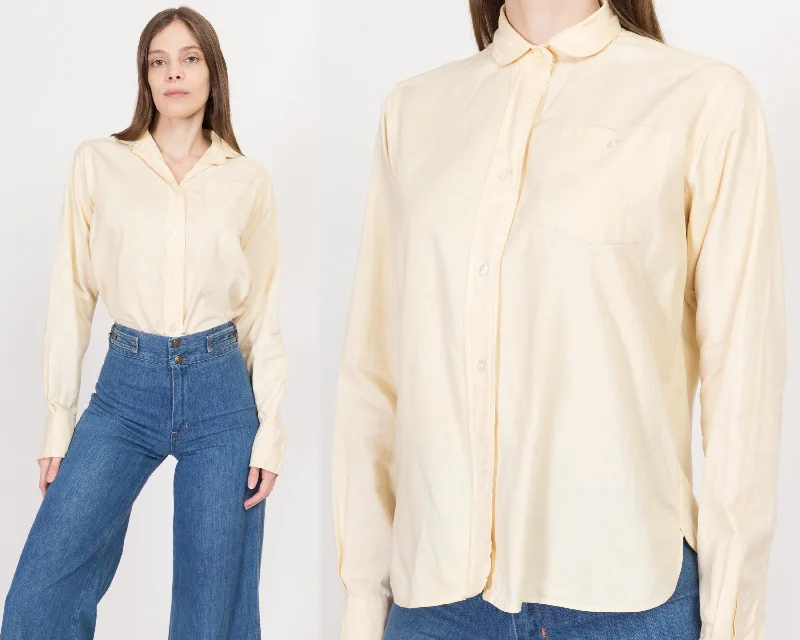 XS 1940s Haymaker Cream Peter Pan Collar Cufflink Shirt