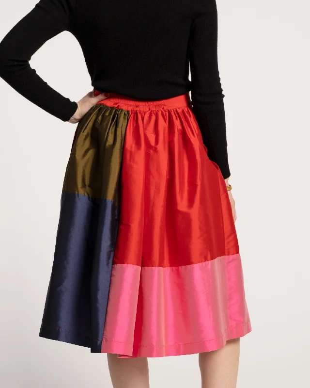 Barbara Gathered Midi Skirt Colorblock