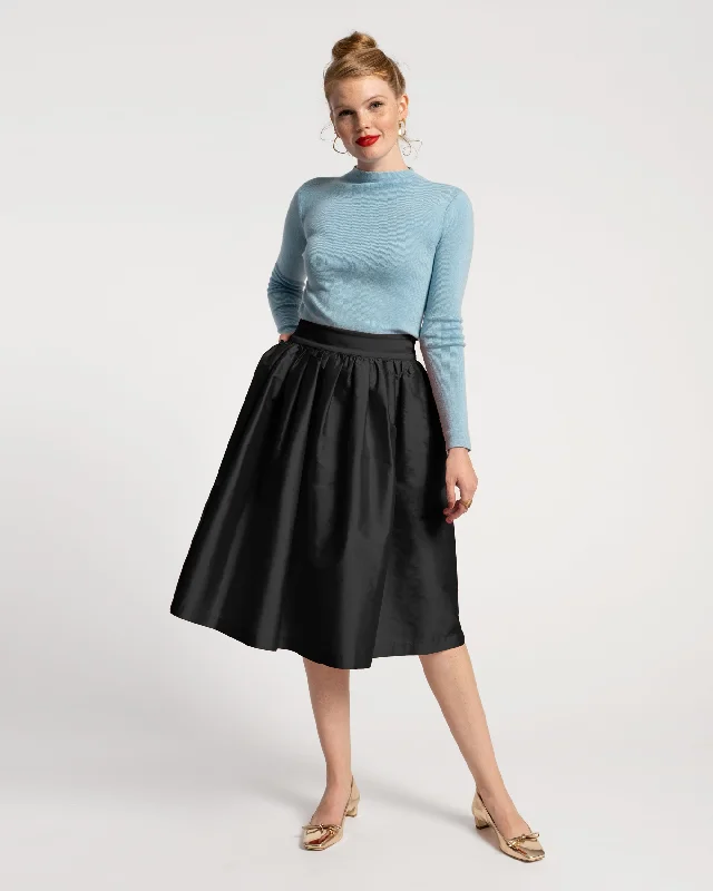 Barbara Gathered Midi Skirt Black