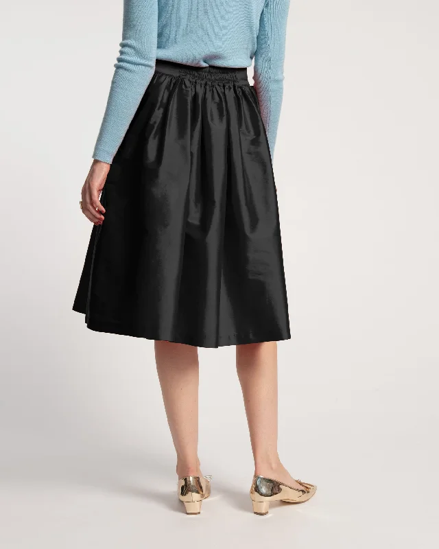 Barbara Gathered Midi Skirt Black