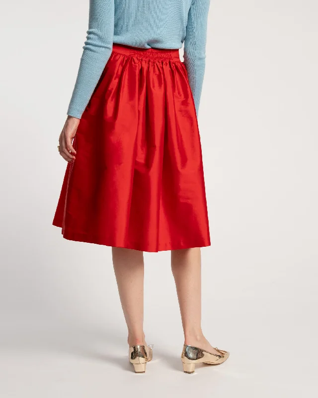 Barbara Gathered Midi Skirt Red