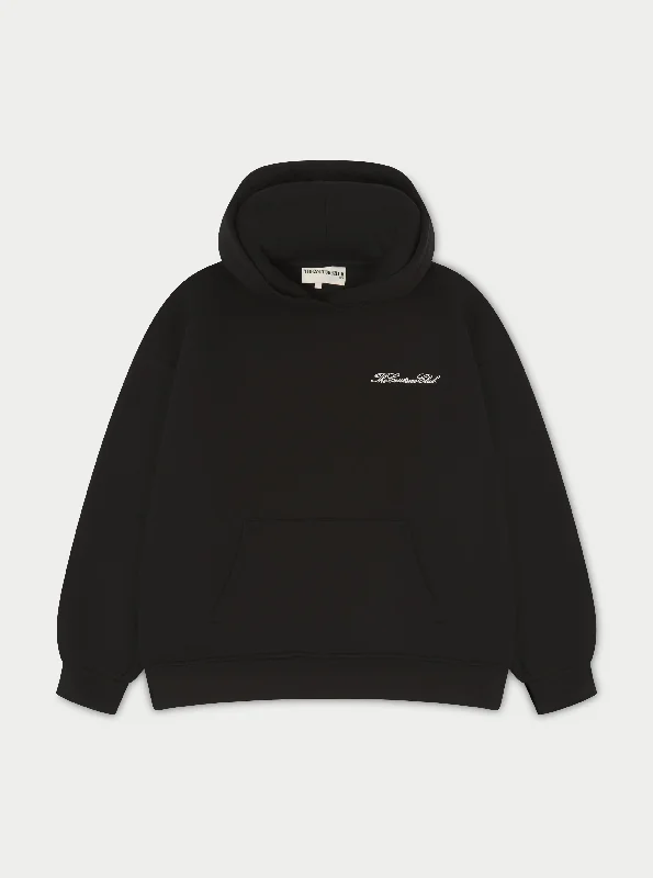 COUTURE SCRIPT PUFF SLEEVE HOODIE - BLACK