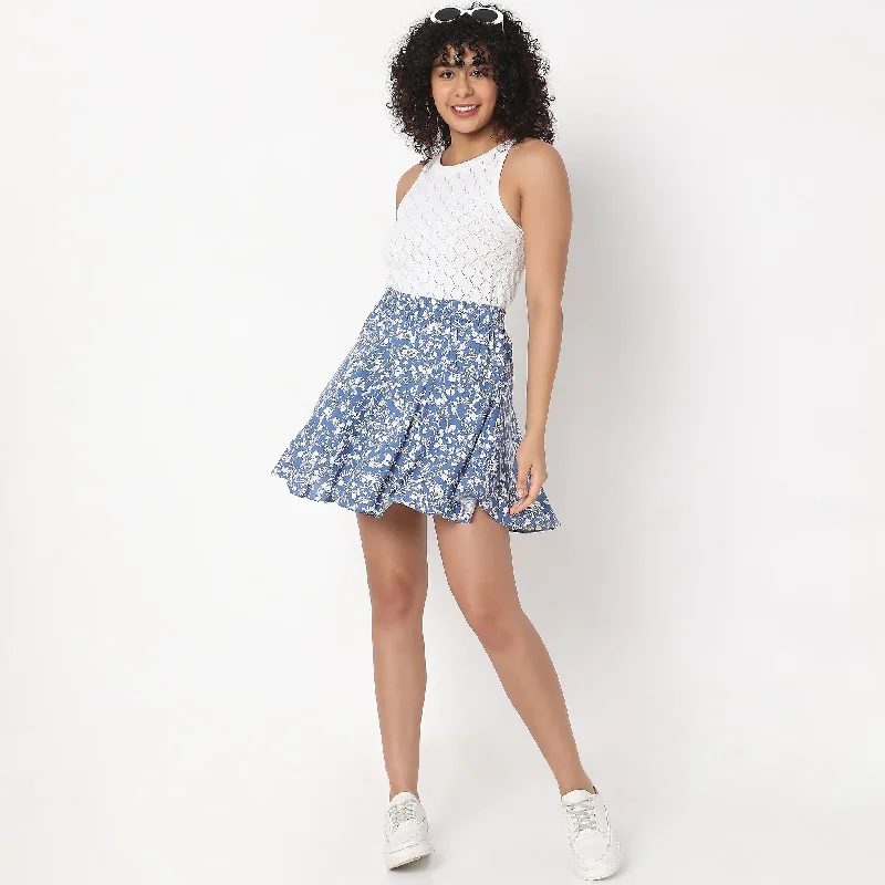 Flare Fit Floral Mid Rise Skirts