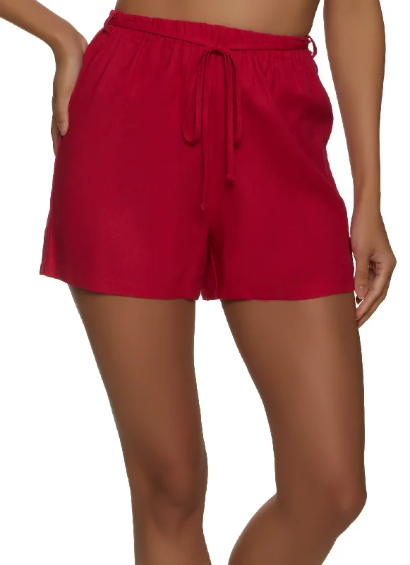 Basic Linen Tie Waisted Shorts