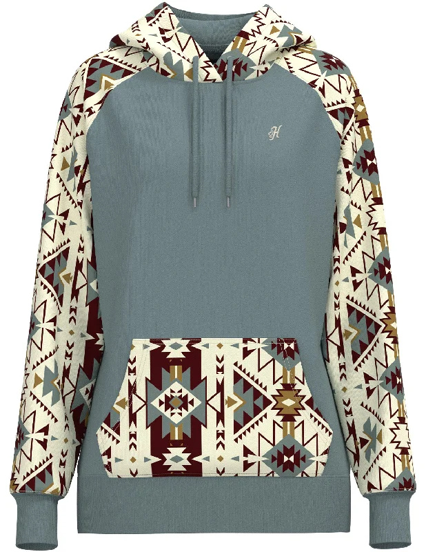 Hooey Women's ""Summit"" Hoodie in Blue with Aztec Pattern