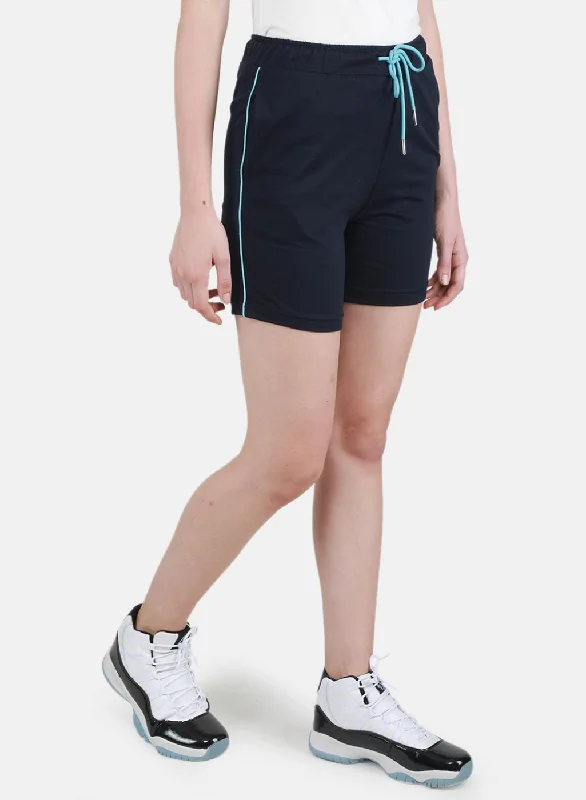 Women NAvy Blue Solid Short