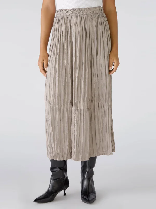 Oui Pleated Skirt Stormy Taupe