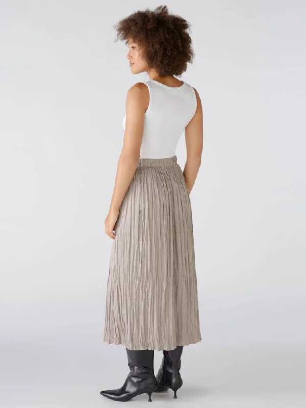 Oui Pleated Skirt Stormy Taupe