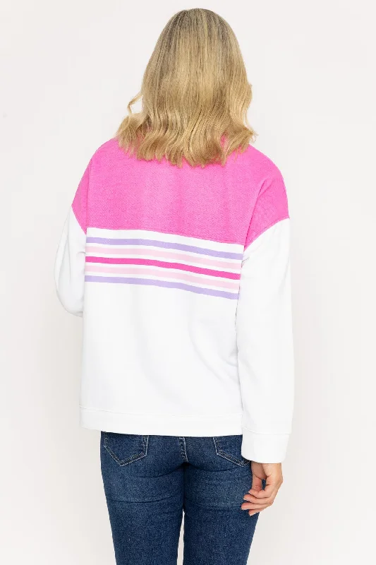 Pink 1/2 Zip Pique Colour Block Top