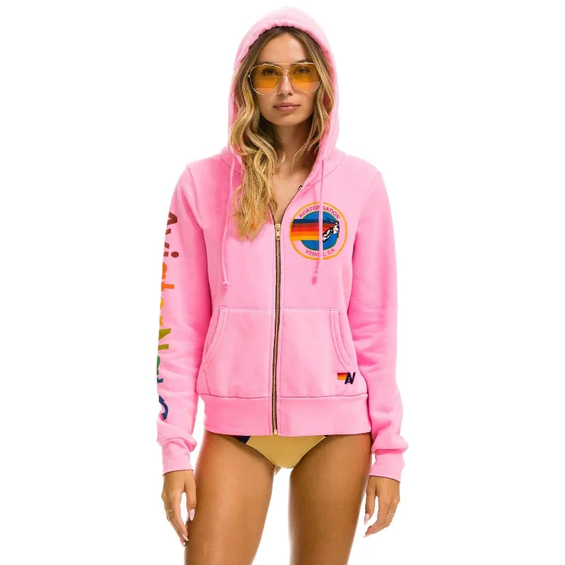 Aviator Nation Zip Hoodie Neon Pink NEW