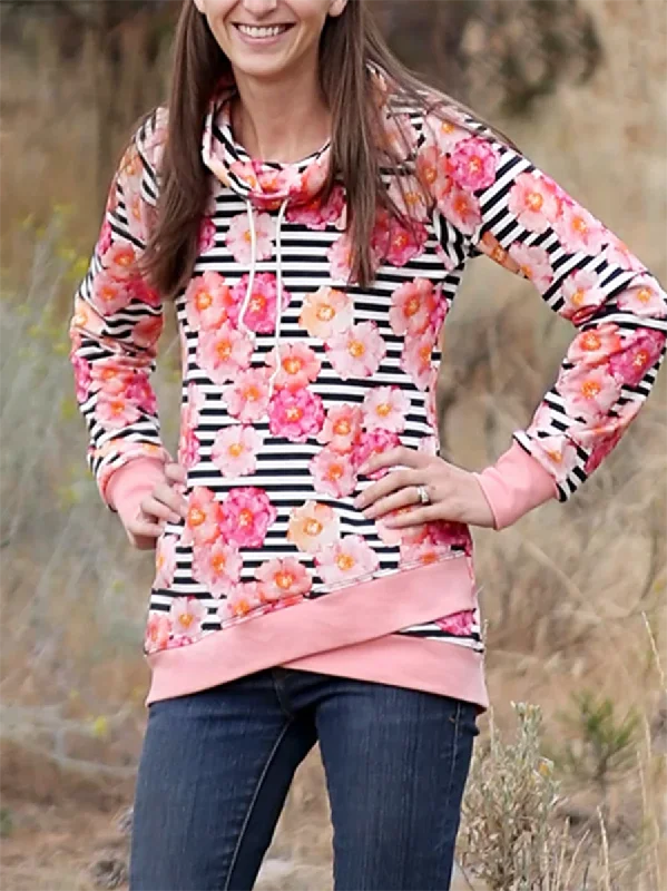 Printed Hooded Large Size Irregular Sweatshirt