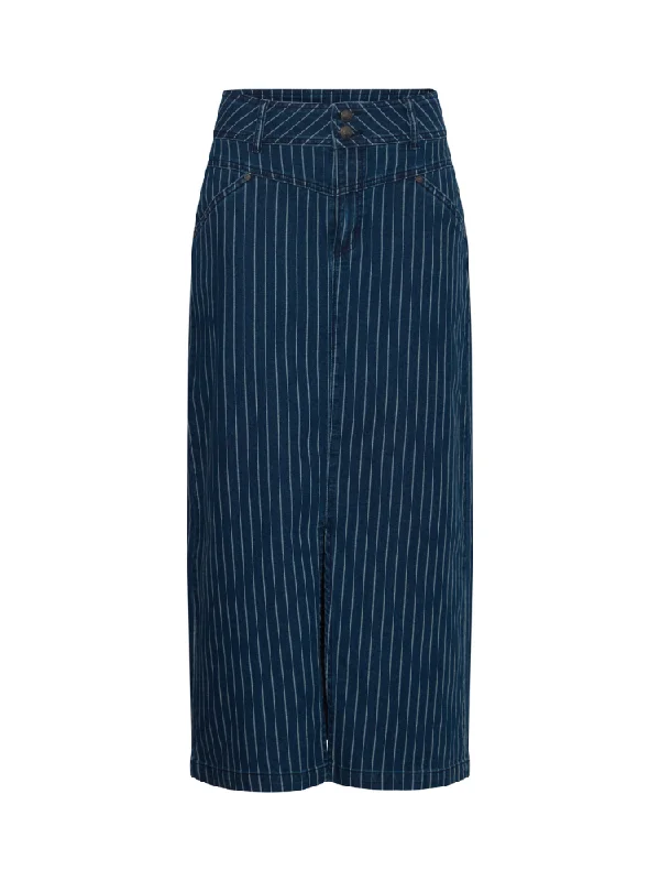 Pulz PzHannah Skirt Blue Stripe Denim