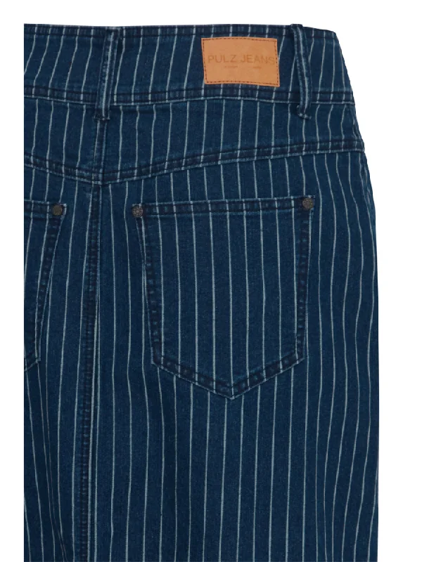 Pulz PzHannah Skirt Blue Stripe Denim