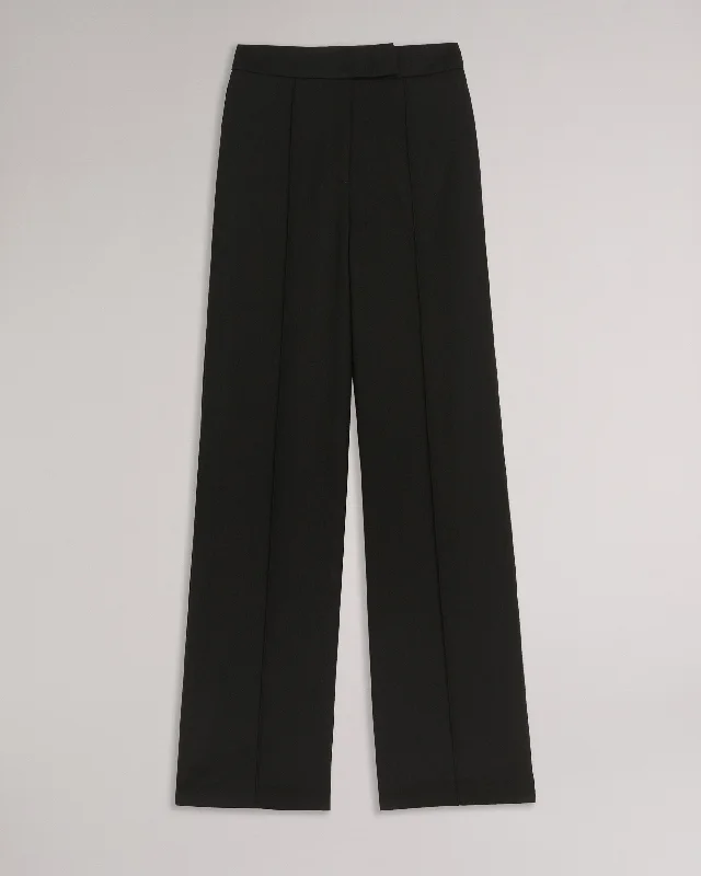 Riyann Wide Leg Seam Detail Trousers Black