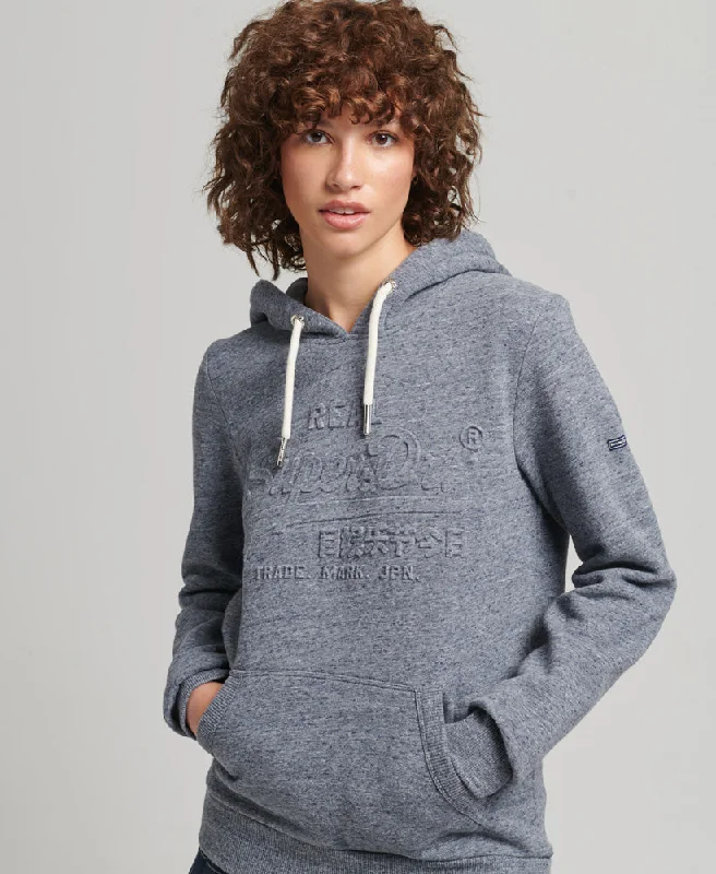 Vintage Logo Embossed Hoodie | Creek Blue Grit Grindle