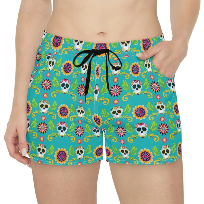 Women's Skull Sunflowers Casual Shorts