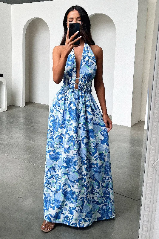 Arien Maxi Dress - Blue Floral