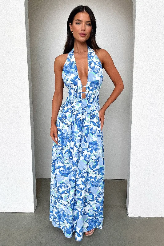 Arien Maxi Dress - Blue Floral