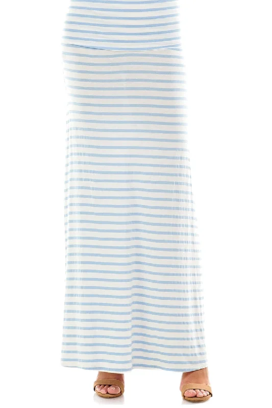 Striped Maxi Skirt Style 9001 in Baby Blue