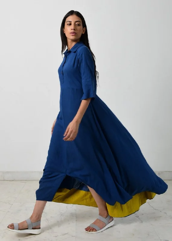 Blue collar cowl dress- In Store