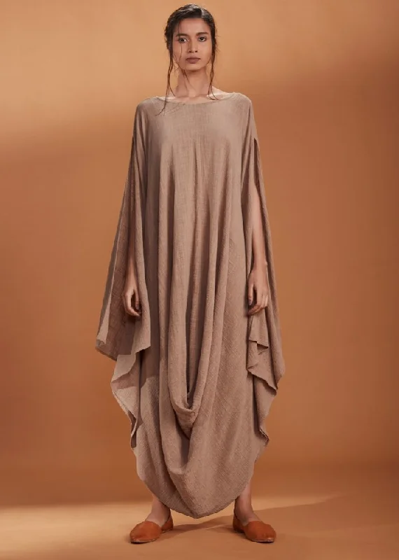 Cowl dress Kaftan style - Brown- In Store