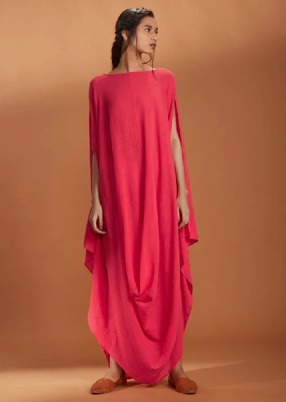 Cowl dress Kaftan style - Coral- In Store