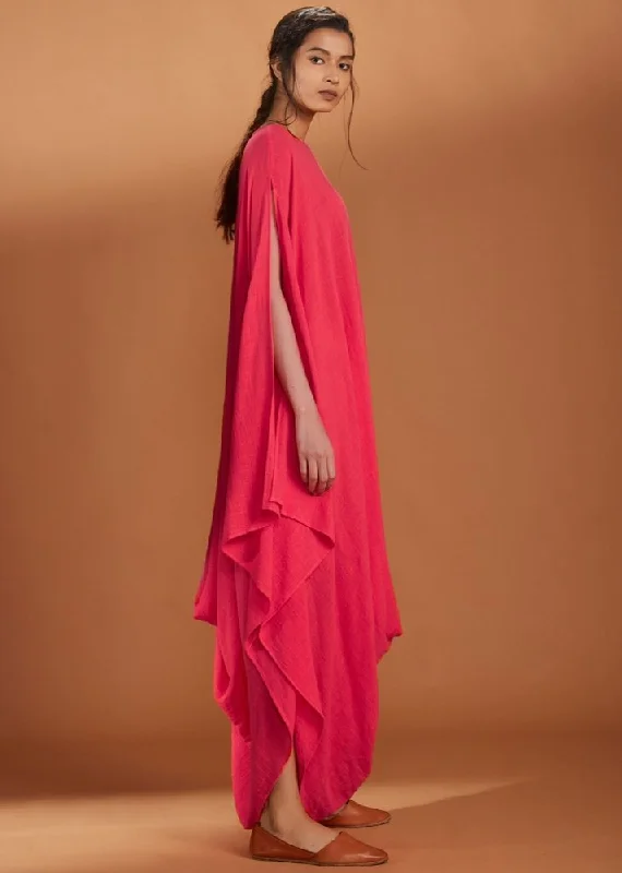 Cowl dress Kaftan style - Coral- In Store