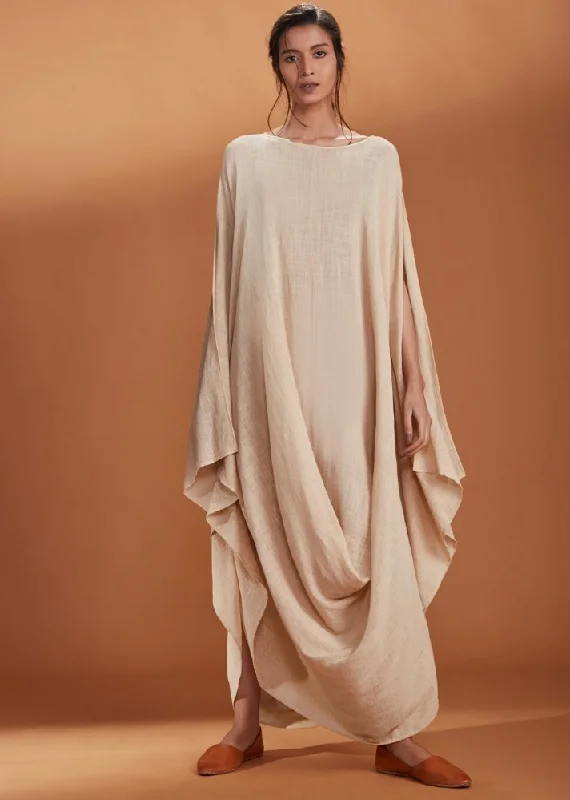 Cowl dress Kaftan style - Ivory- In Store