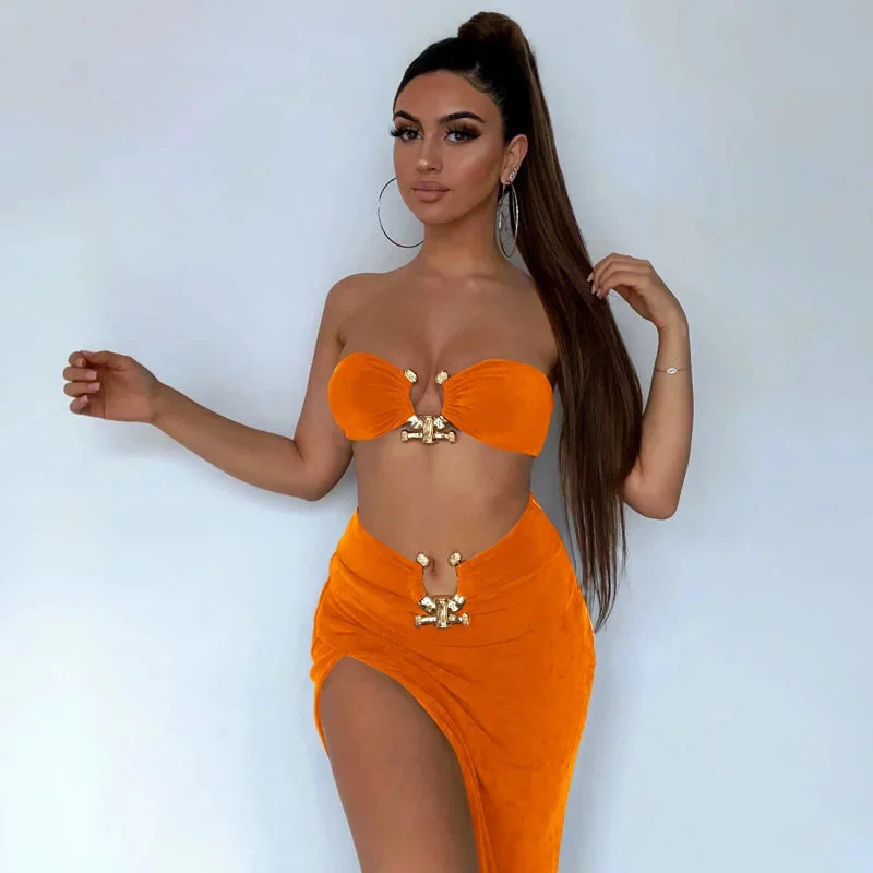 Sexy Two Piece Set Womens Outfits Bodycon Club Party Maxi Dress