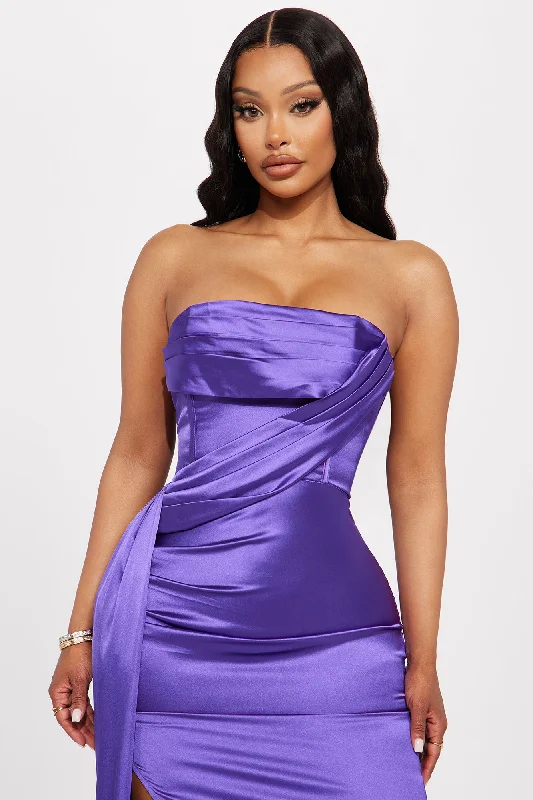 Janelle Satin Gown - Purple