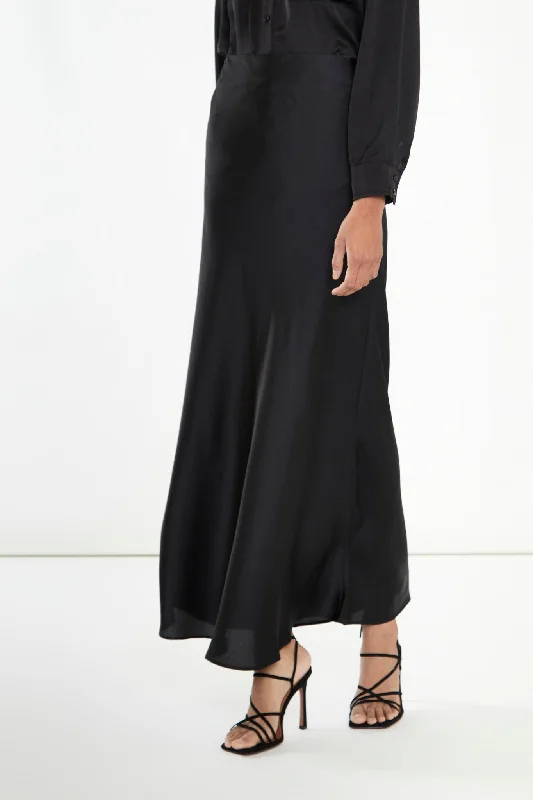 Black Bias-Cut Maxi-skirt